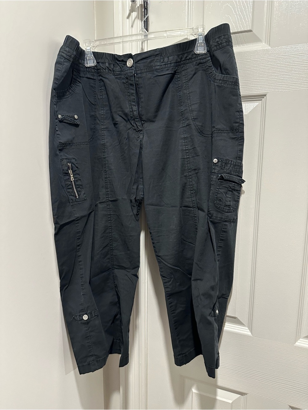 Women's Black Cargo Capris with Utility Pockets